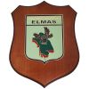 CREST IN METALLO SMALTATO BASE LEGNO 22,5X17,5CM DISTACCAMENTO ELMAS AM