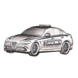 MAGNETE IN METALLO ARGENTO INVECCHIATO MACCHINA GIULIA CARABINIERI