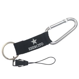 PORTACHIAVI IN STOFFA CON MOSCHETTONE LOGO EI