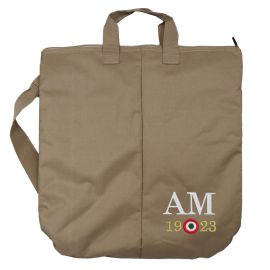 BORSA PORTACASCO SABBIA CON LOGO RICAMATO A.M.