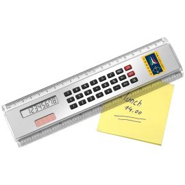 RIGHELLO IN PLASTICA F.T. DA 20 CM CON CALCOLATRICE SOLARE 8 CIFRE, DIME