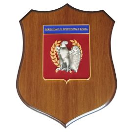 CREST IN METALLO SMALTATO BASE LEGNO 22,5X17,5CM DIR.INTENDENZA DI ROMA