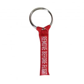 MINI PORTACHIAVI IN STOFFA RICAMATO REMOVE BEFORE FLIGHT, DIMENSIONE 9 C