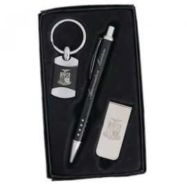 SET PENNA IN METALLO, PORTACHIAVI E FERMASOLDI A.M. IN SCATOLA REGALO