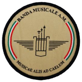 PATCH RICAMATA CON VELCRO DIAMETRO 90MM BANDA MUSICALE AM