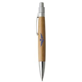 PENNA IN METALLO E BAMBOO, REFILL BLU, LOGO A.M.