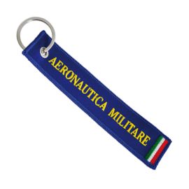 PORTACHIAVI STANDARD IN STOFFA RICAMATO BIFACCIALE, SCRITTA AERONAUTICA