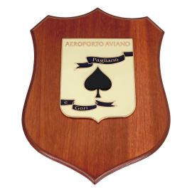 CREST IN METALLO SMALTATO BASE LEGNO 22,5X17,5CM AEROPORTO DI AVIANO