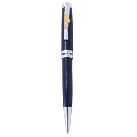 PENNA A SFERA BLU NAVY IN METALLO A.M. IN ASTUCCIO RIGIDO