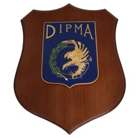 CREST IN METALLO SMALTATO BASE LEGNO 22,5X17,5CM DIPMA