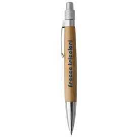 PENNA IN METALLO E BAMBOO, REFILL BLU, LOGO F.T.