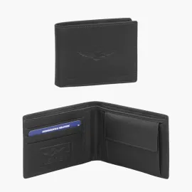 PORTAFOGLIO IN PELLE CON PORTA SPICCI LINEA NEW EAGLE NERO 12,3X9,3X2,3