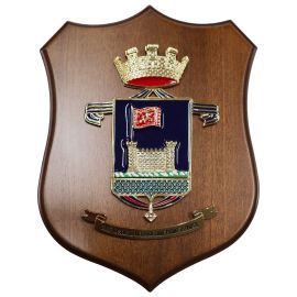 CREST METALLO SMALTATO BASE LEGNO 22,5X17,5CM RGT LAGUNARI SERENISSIMA