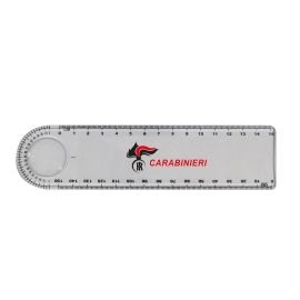 RIGHELLO IN PLASTICA TRASPARENTE CON LENTE D'INGRANDIMENTO CARABINIERI