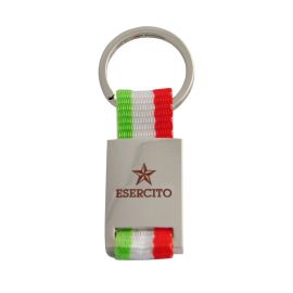 PORTACHIAVI METALLO E TESSUTO BANDIERA ITALIANA
