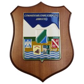 CREST IN METALLO SMALTATO BASE LEGNO 22,5X17,5CM BANDA ESERCITO