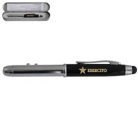 PENNA IN METALLO NERA CON LASER POINTER E LUCE LED