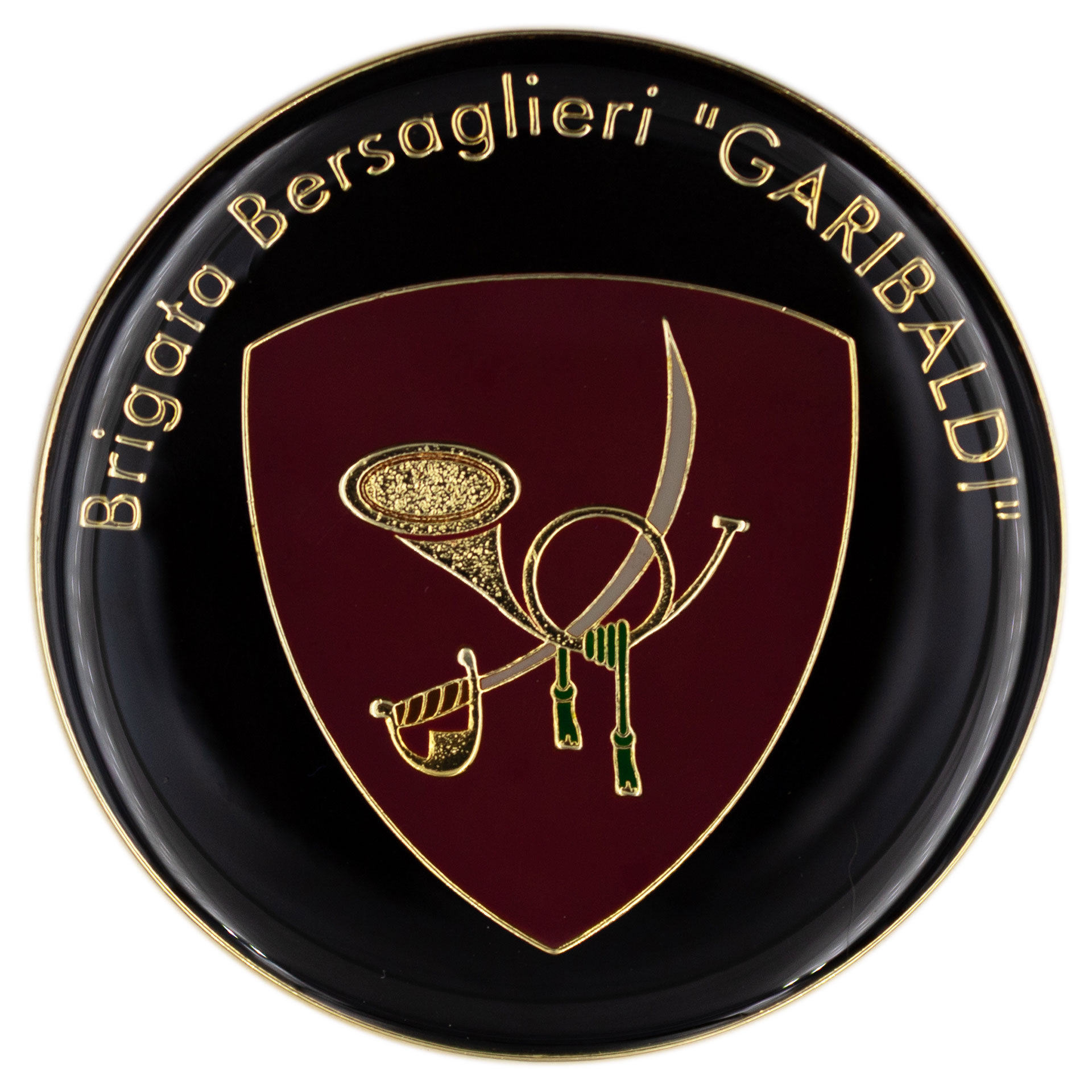 FERMACARTE IN METALLO SMALTATO BRIGATA BERSAGLIERI GARIBALDI E.I.