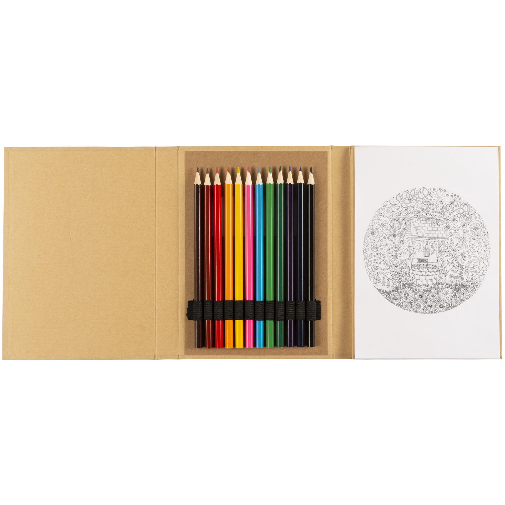 KIT PER COLORARE F.T. IN CARTONE, 10 IMMAGINI, 40 PAGINE BIANCHE E 12 MA