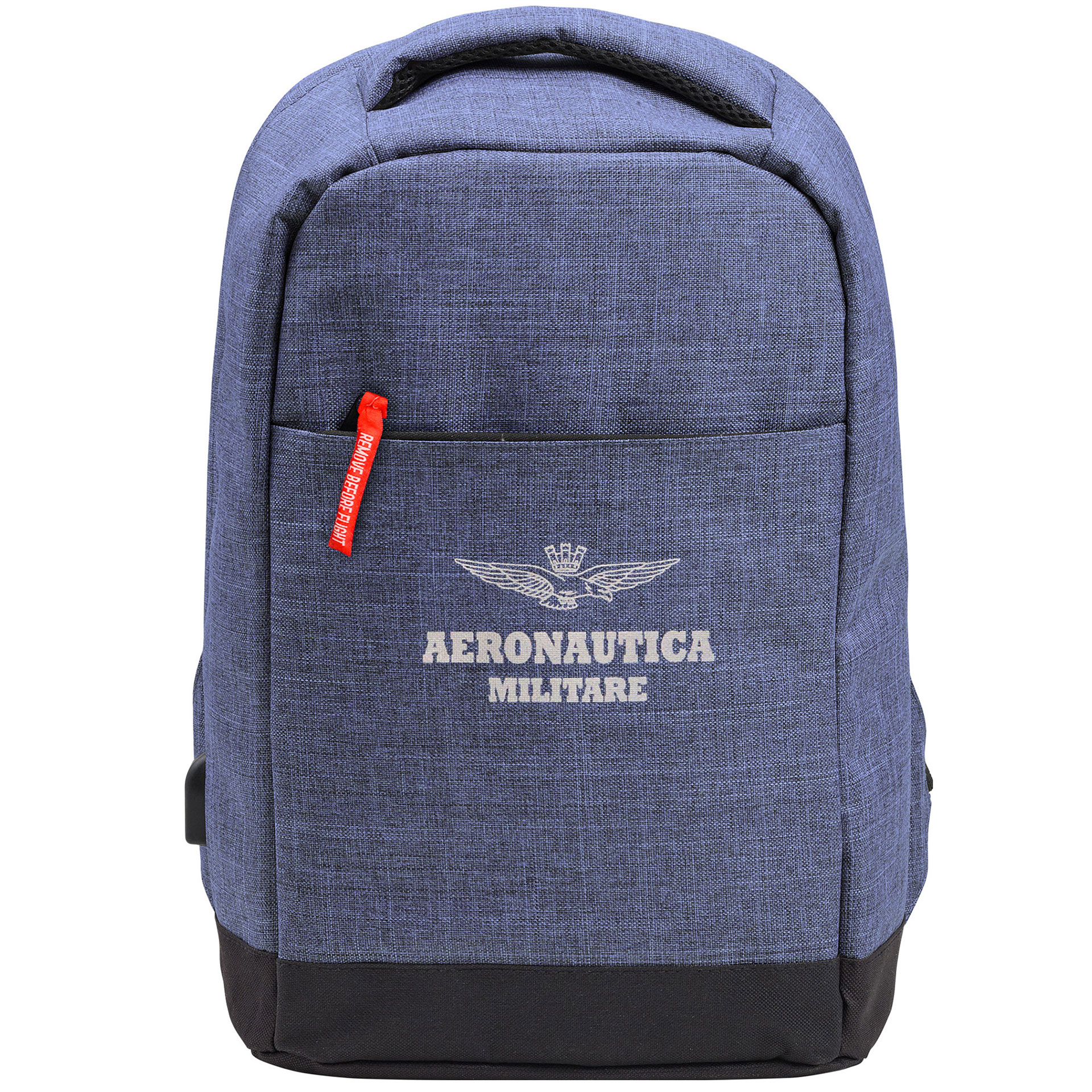 ZAINO BLU ANTI-FURTO A.M. IN POLIESTERE CON SUPPORTO IN PVC, SCOMPARTO P