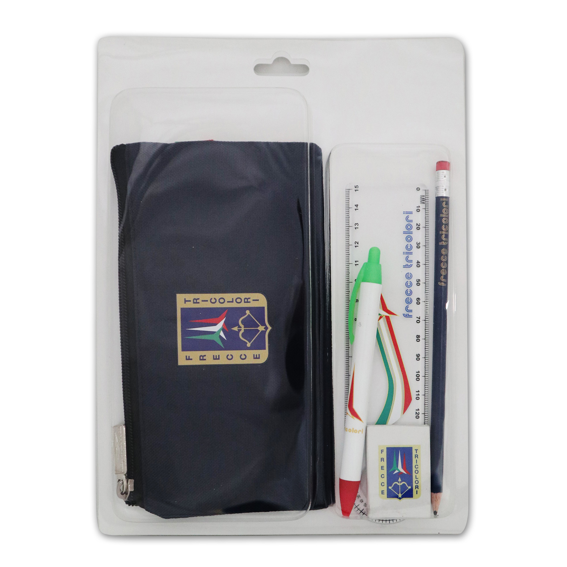 SET DA SCRITTURA COMPOSTO DA 1 RIGHELLO TRASPARENTE, 1 GOMMA, 1 MATITA,