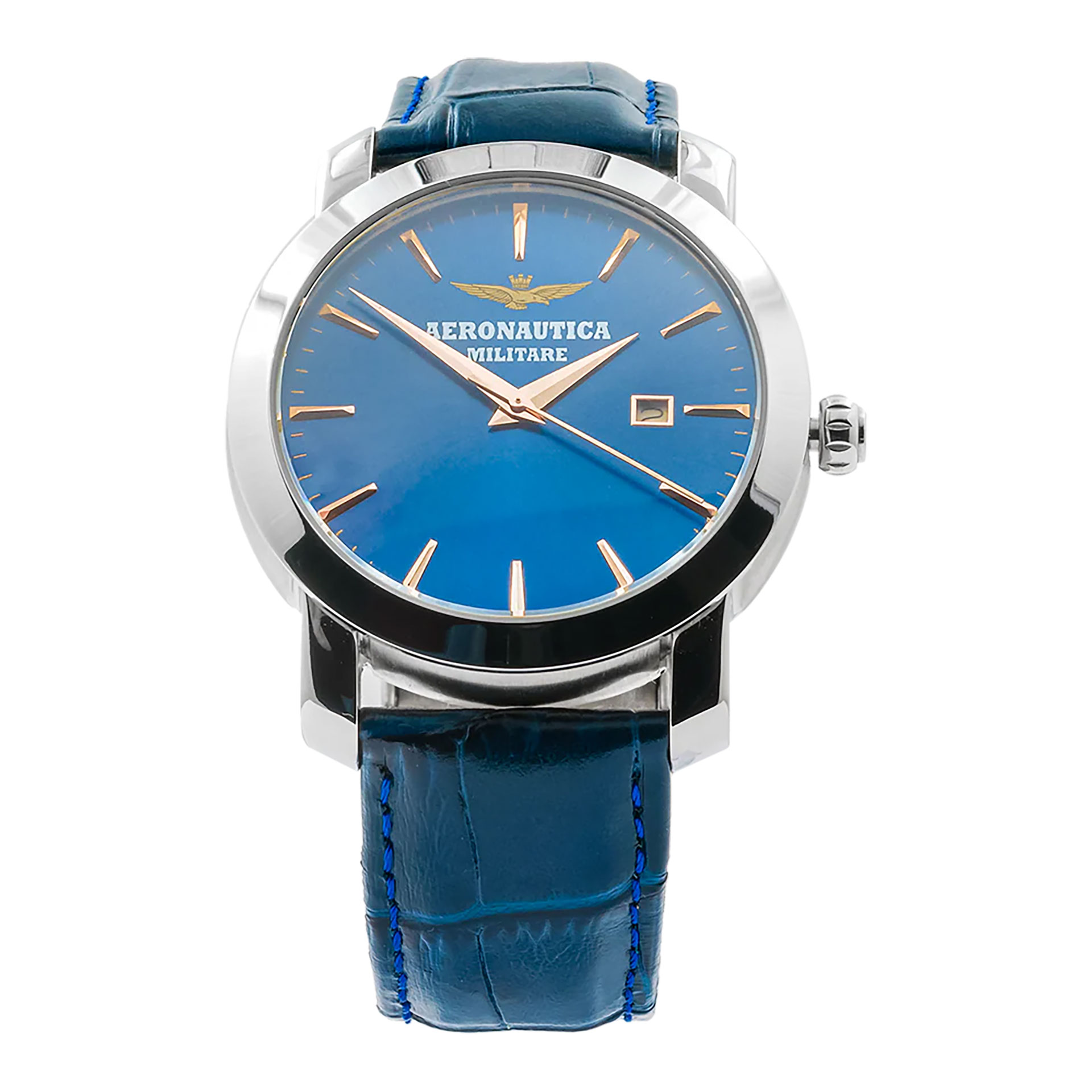 MIKE OROLOGIO ANALOGICO QUADRANTE BLU CINTURINO IN PELLE LOGO AM