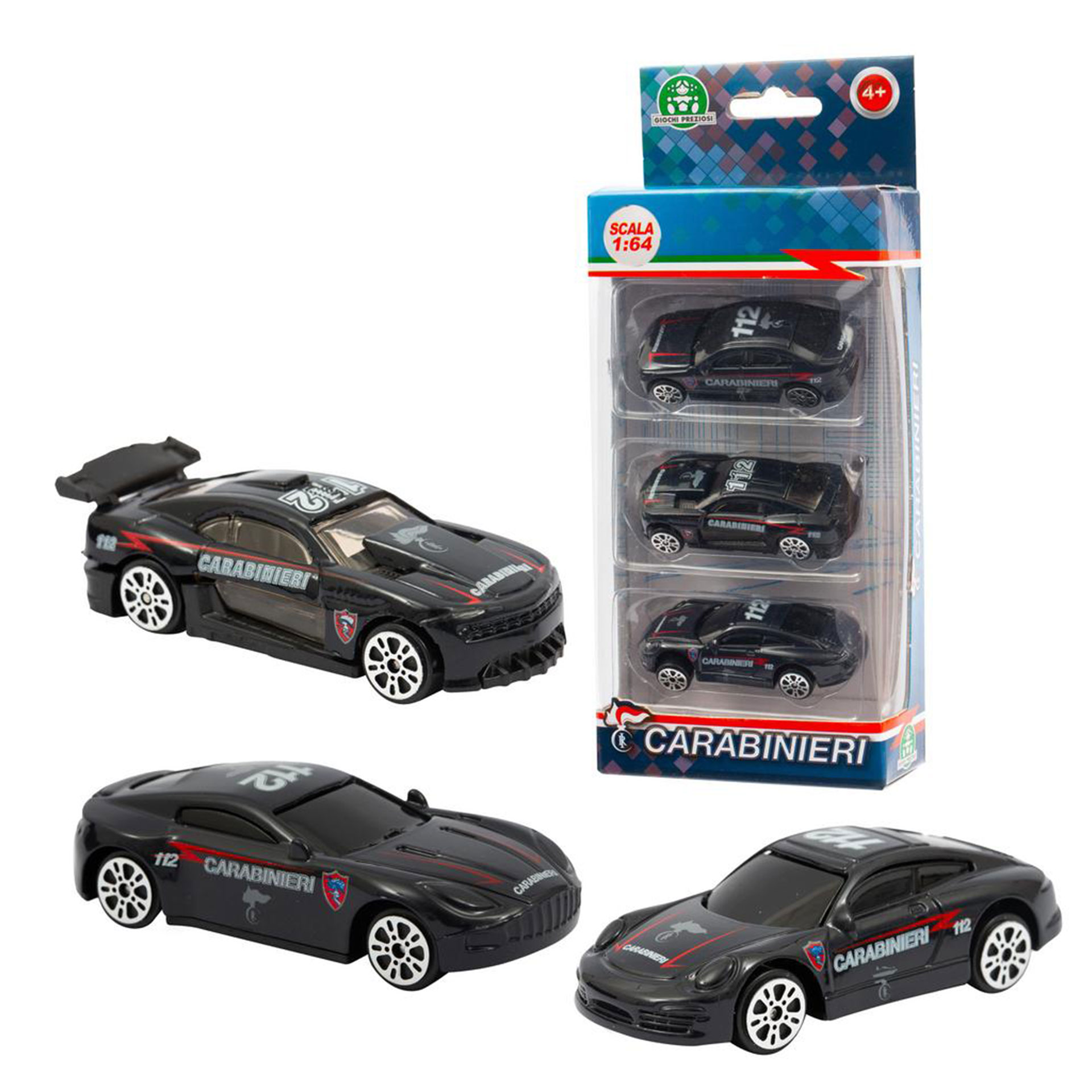 CONFEZIONE 3 VEICOLI DIE CAST SCALA 1:64 MODELLO 2 CARABINIERI