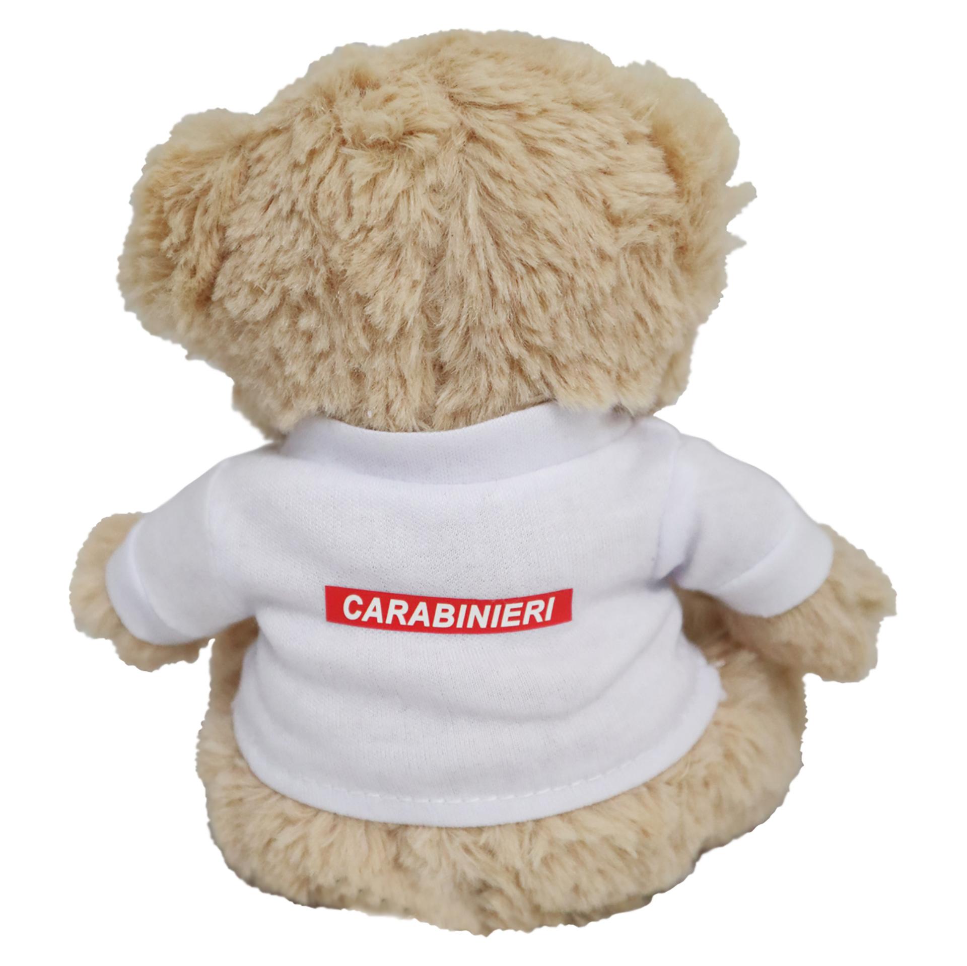 ORSETTO PELUCHE SEDUTO, H 17 CM, MAGLIETTA FIAMMA CARABINIERI