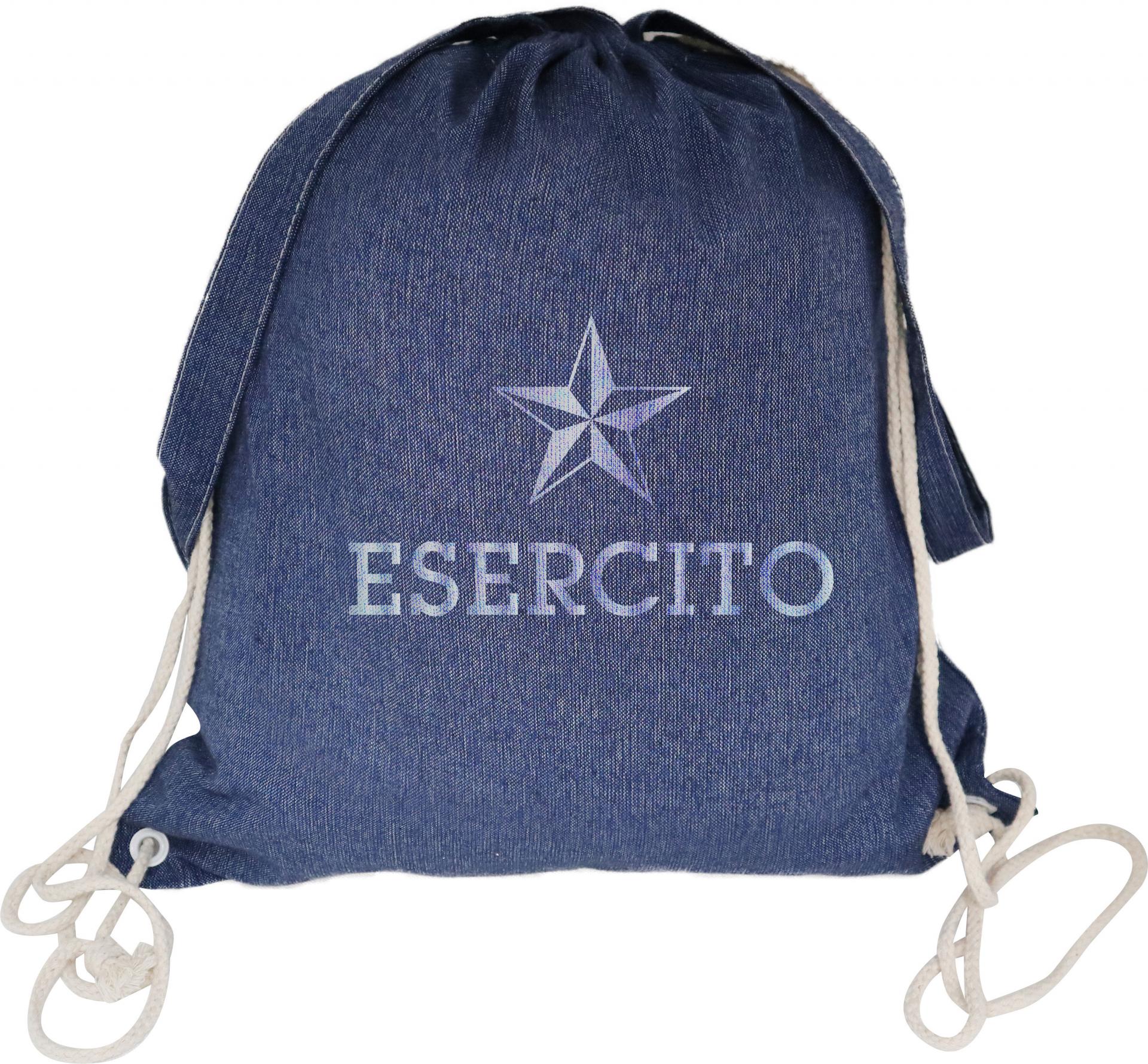 SACCA A ZAINO IN COTONE RICICLATO CON COULISSE LOGO ESERCITO