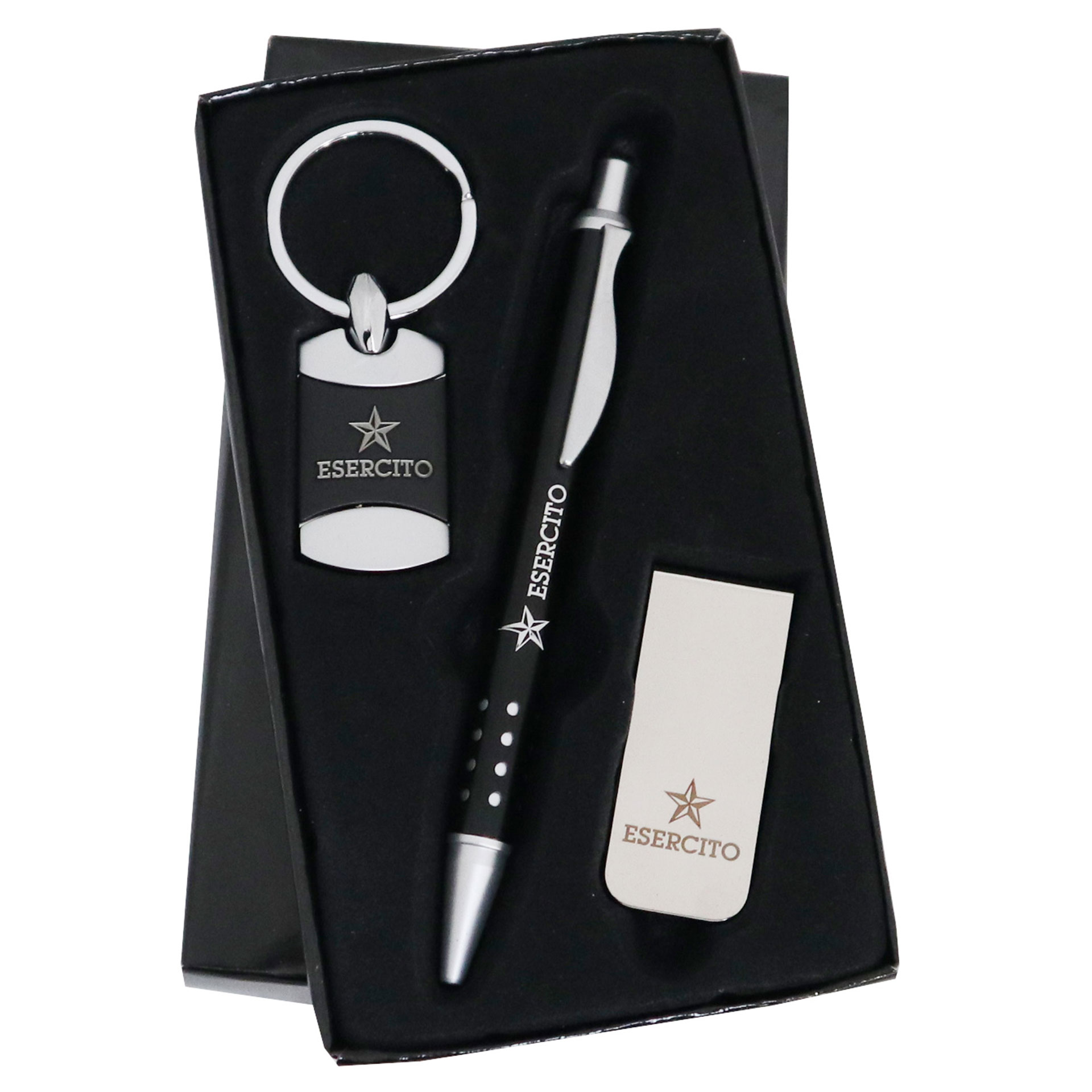 SET PENNA, PORTACHIAVI, FERMASOLDI LOGO EI